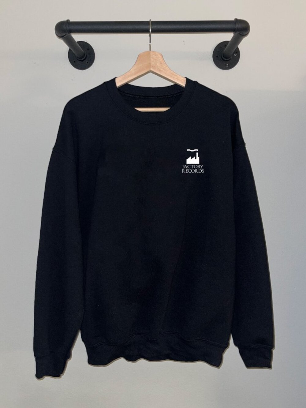 Black White Factory Records New Order 80s Music Bands Crewneck Sweatshirt